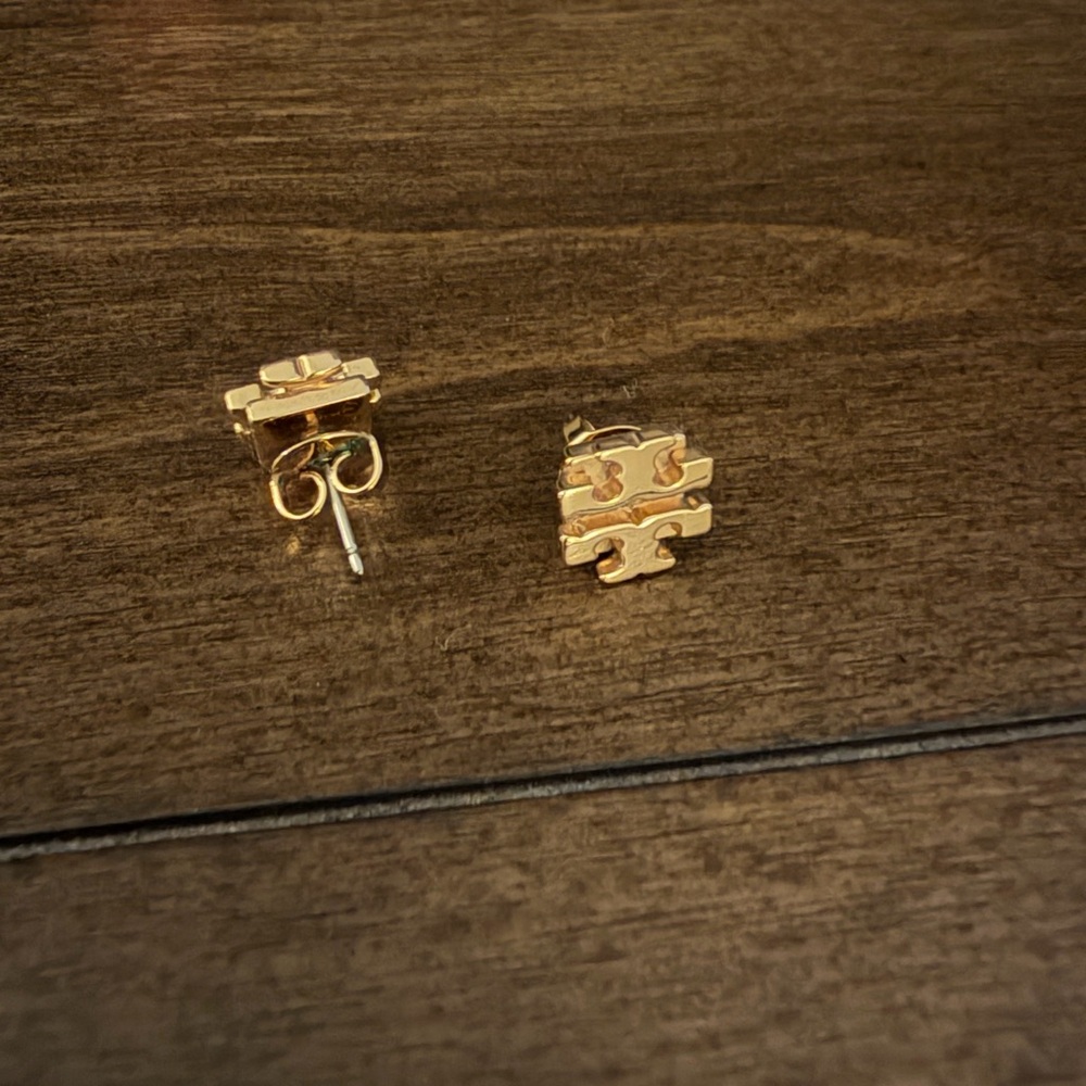 Tory Burch Gold Logo Stud Earrings